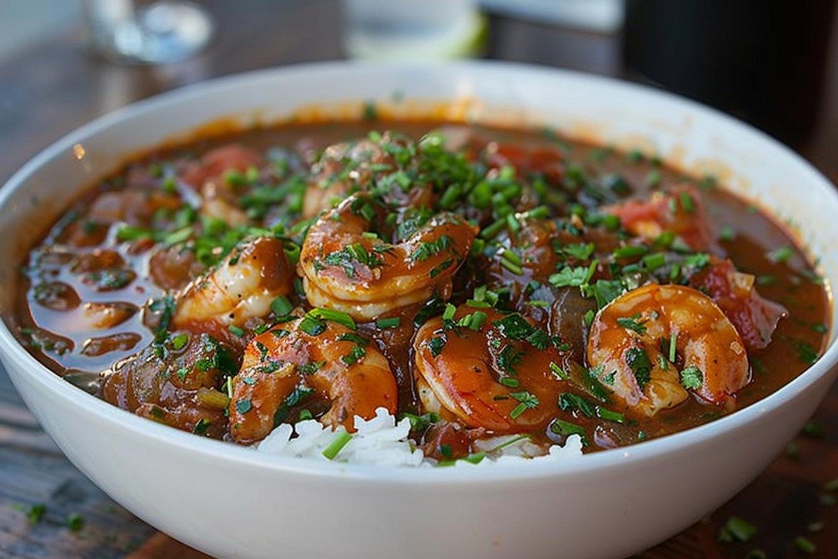 shrimp gumbo in a bowl